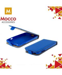 Mocco Kabura Rubber Case Vertikāli Atverams Premium Eco ādas Maks Telefonam Huawei P8 Lite (2017) Zils