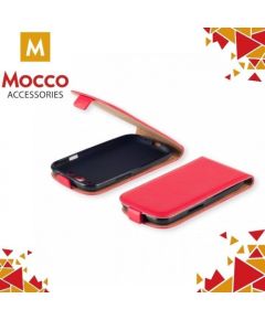 Mocco Kabura Rubber Case Vertikāli Atverams Premium Eco ādas Maks Telefonam Huawei P8 Lite (2017) Sarkans