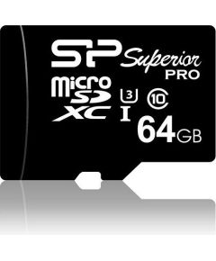 Silicon Power memory card microSDXC 64GB Superior Pro U3 + adapter