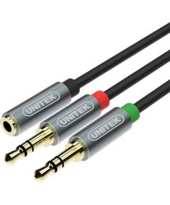 Unitek Cable miniJack 3,5mm (F) - 2x 3,5mm (M); Y-C957ABK
