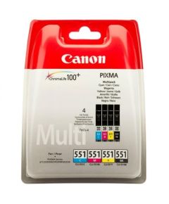 Canon Cartridge CLI-551 C/M/Y/BK Multipack Ink, Black, Cyan, Magenta, Yellow