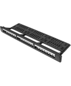 Lanberg keystone Patch Panel 19'' with organizer, 24 port  1U, black