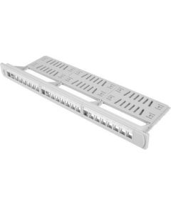 Lanberg keystone Patch Panel 19'' with organizer, 24 port  1U, grey