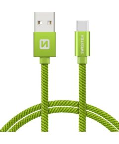 Swissten Textile Universāls Quick Charge 3.1 USB-C Datu un Uzlādes Kabelis 2m Zaļš