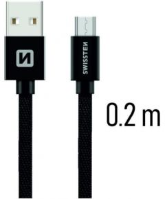 Swissten Textile Quick Charge Универсальный Micro USB Кабель данных 0.2m черный