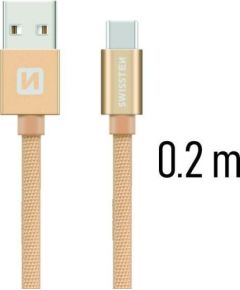 Swissten Textile Универсальный Quick Charge 3.1 USB-C USB Кабель данных 20 cм Золотой