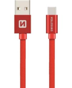 Swissten Textile Универсальный Quick Charge 3.1 USB-C USB Кабель данных 1.2м Красный