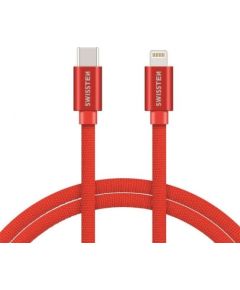 Swissten Textile USB-C To Lightning (MD818ZM/A) Кабель Для Зарядки и Переноса Данных Fast Charge / 3A / 1.2m Красный