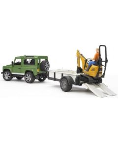 BRUDER Land Rover trailer excavator and worker, 2593