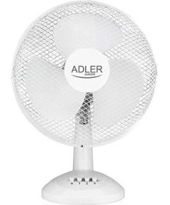 Adler AD 7303 Desk Fan, Number of speeds 3, 80 W, Oscillation, Diameter 30 cm, White