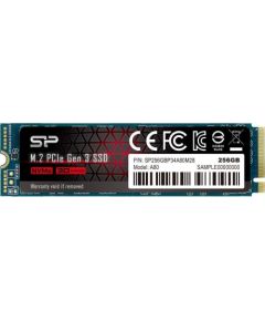 Silicon Power SSD P34A80 256GB, M.2 PCIe Gen3 x4 NVMe, 3200/3000 MB/s SSD Cietie Diski (Solid state drive)