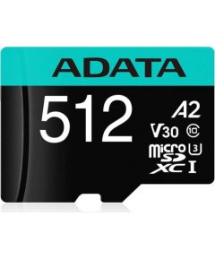 A-data ADATA 512GB Premier Pro MICROSDXC, R/W up to 100/80 MB/s, with Adapter