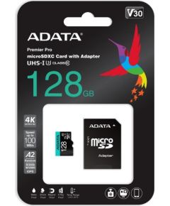 A-data ADATA 128GB Premier Pro MICROSDXC, R/W up to 100/80 MB/s, V30