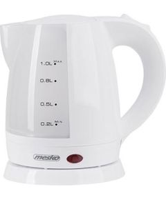 Mesko Kettle MS 1276 Standard, Plastic, White, 1600 W, 360° rotational base, 1 L