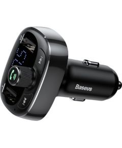 Baseus T-Typed Автомобильный FM Трансмиттер 3.4A / USB Flash / SD / Bluetooth 4.2 Черный