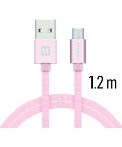 Swissten Textile Универсальный Micro USB Кабель данных 1.2m Розовый