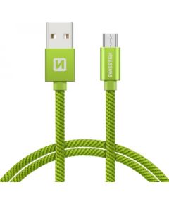 Swissten Textile Universāls Micro USB Datu un Uzlādes Kabelis 2m Zaļš