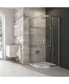 RAVAK Blix BLCP4-90 dušas stūris ar bīdāmām durvīm 90x90cm, R500, pusaplis, balts+stikls Grape