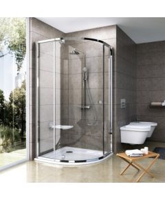 RAVAK PSKK3-90 dušas stūris ar atveramām durvīm 90x90cm, R500, pusaplis, spīdīga+ caurspīdīgs stikls