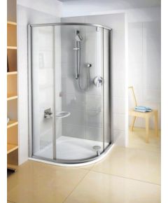 RAVAK PSKK3-80 dušas stūris ar atveramām durvīm 80x80cm, R500, pusaplis, balta/hroms+ caurspīdīgs stikls Dušas stūri