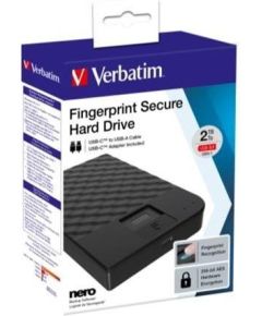 VERBATIM FINGERPRINT SECURE HDD 2TB AES 256 ENCRYPTION USB 3.1 GEN 1 (2.5'')