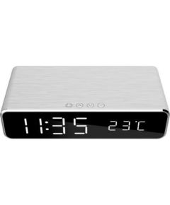 Gembird DAC-WPC-01-S Digital alarm clock with wireless charging function, silver