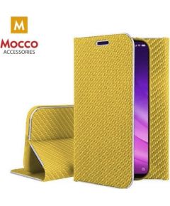 Mocco Carbon Leather Book Case Grāmatveida Maks Telefonam Apple iPhone X / XS Zeltains