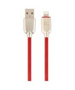 Gembird USB Male - Lightning Male Premium rubber 2m Red