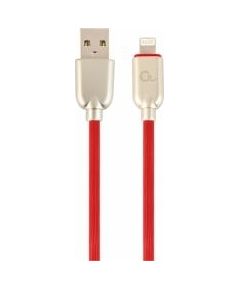 Gembird USB Male - Lightning Male Premium rubber 1m Red