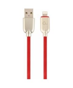 Gembird USB Male - Lightning Male Premium rubber 1m Red