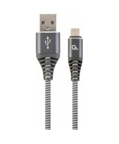 Gembird USB Male - Micro USB Male Premium cotton braided 2m Space Grey/White