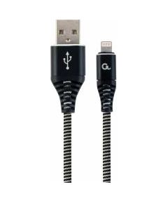 Gembird USB Male - Lightning Male Premium cotton braided 1m Black/White