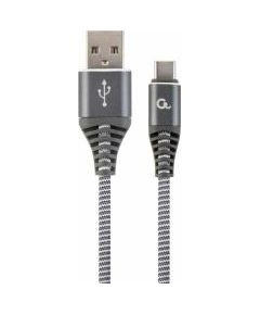 Gembird USB Male - USB Type C Male Premium cotton braided 1m Space Grey/White