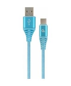 Gembird USB Male - USB Type C Male Premium cotton braided 1m Blue/White
