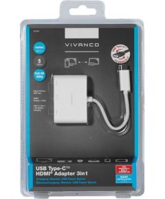 Vivanco adapteris USB-C - HDMI 3in1, balts (34293)