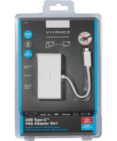Vivanco adapteris USB-C - VGA 3in1, balts (34294)