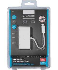 Vivanco адаптер USB-C - VGA 3в1, белый (34294)