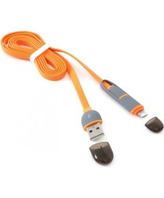 Platinet кабель USB - microUSB/Lightning 1м, оранжевый (42873)