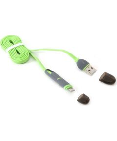 Platinet cable USB - microUSB/Lightning 1m, green (42872)