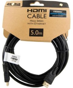 4World HDMI - HDMI cable High Speed with Ethernet (v1.4), 3D, HQ, BLK, 5m