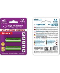 ESPERANZA EZA103G - RECHARGEABLE BATTERIES Ni-MH AA 2000MAH 2PCS -GREEN