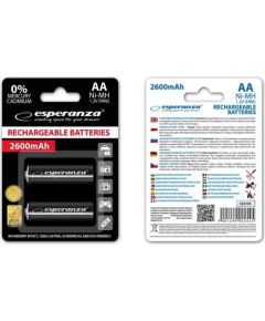 Esperanza EZA105 RECHARGEABLE BATTERIES Ni-MH AA 2600MAH 2PCS - BLACK