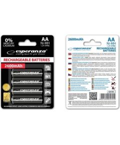 ESPERANZA EZA106 - RECHARGEABLE BATTERIES Ni-MH AA 2600MAH 4PCS - BLACK