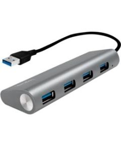 LOGILINK - USB 3.0 hub, 4 port with card reader, aluminum casing, silver