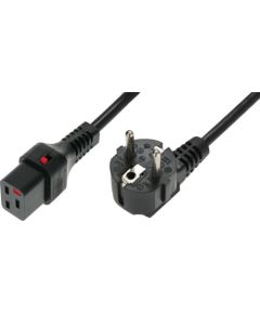 Assmann Power Cable, R/A Schuko plug, H05VV-F 3 x 1.5mm2 to C19 IEC LOCK, 2m black