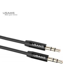 Usams YP-01 Premium audio elastīgs vads Aux Ligzdas 3.5mm spraudnis uz 3.5mm spraudni 1m Melns