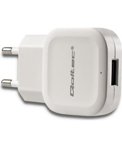 Qoltec AC adapter for Smartphone / Tablet | 12W | 5V | 2.4A | USB | white
