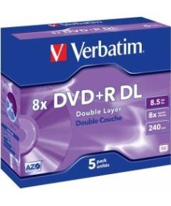 Matricas DVD+R DL Verbatim 8.5GB Double Layer 8x AZO 5 Pack Jewel