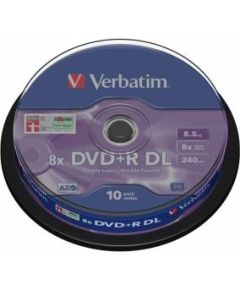 Matricas DVD+R DL Verbatim 8.5GB Double Layer 8x AZO, 10 Pack Spindle