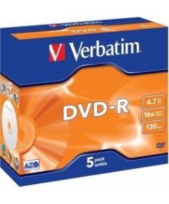 Matricas DVD-R AZO Verbatim 4.7GB 16x 5 Pack Jewel